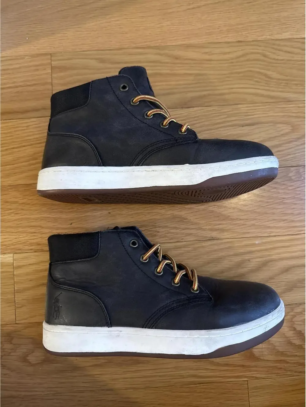 Polo Ralph Lauren Black High-Top Sneakers with White Rubber Soles